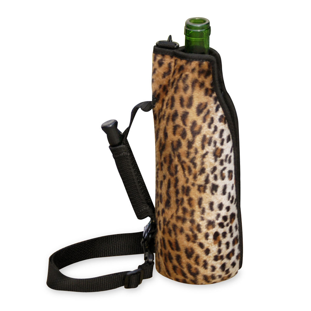 Smart Folding Single Bottle Leatherette Wine Tote Bag